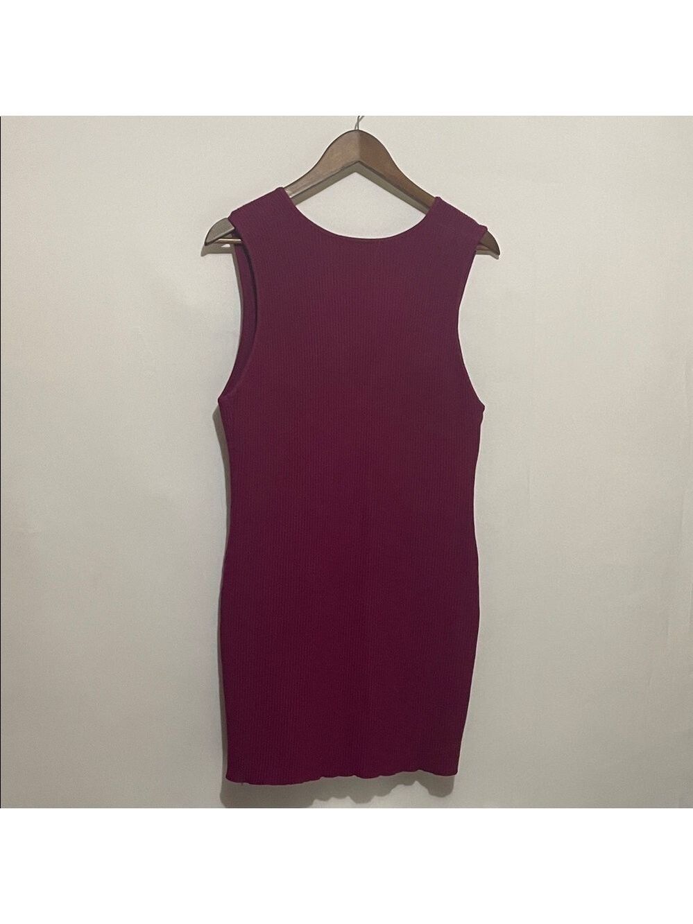House of Harlow 1960 Luxe Ribbed Sleeveless Burgundy Dress Sz Large - Picture 2 of 9